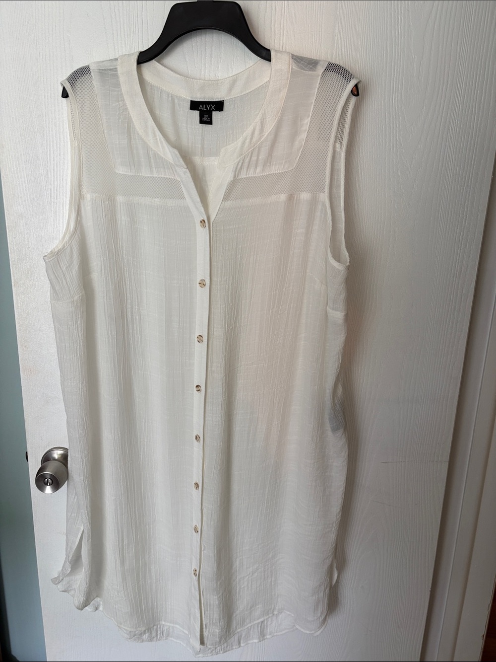 ALYX Sheer Cream Sleeveless Button-Front Coverup Tunic